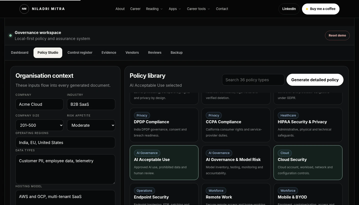 Control Atlas granular policy studio interface