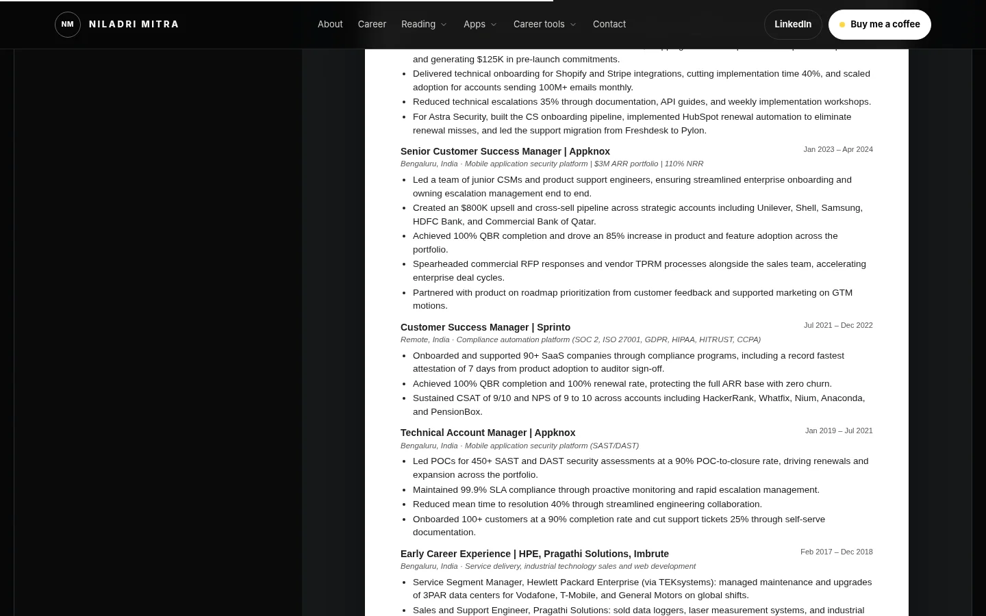 Resume Studio professional resume editing workspace