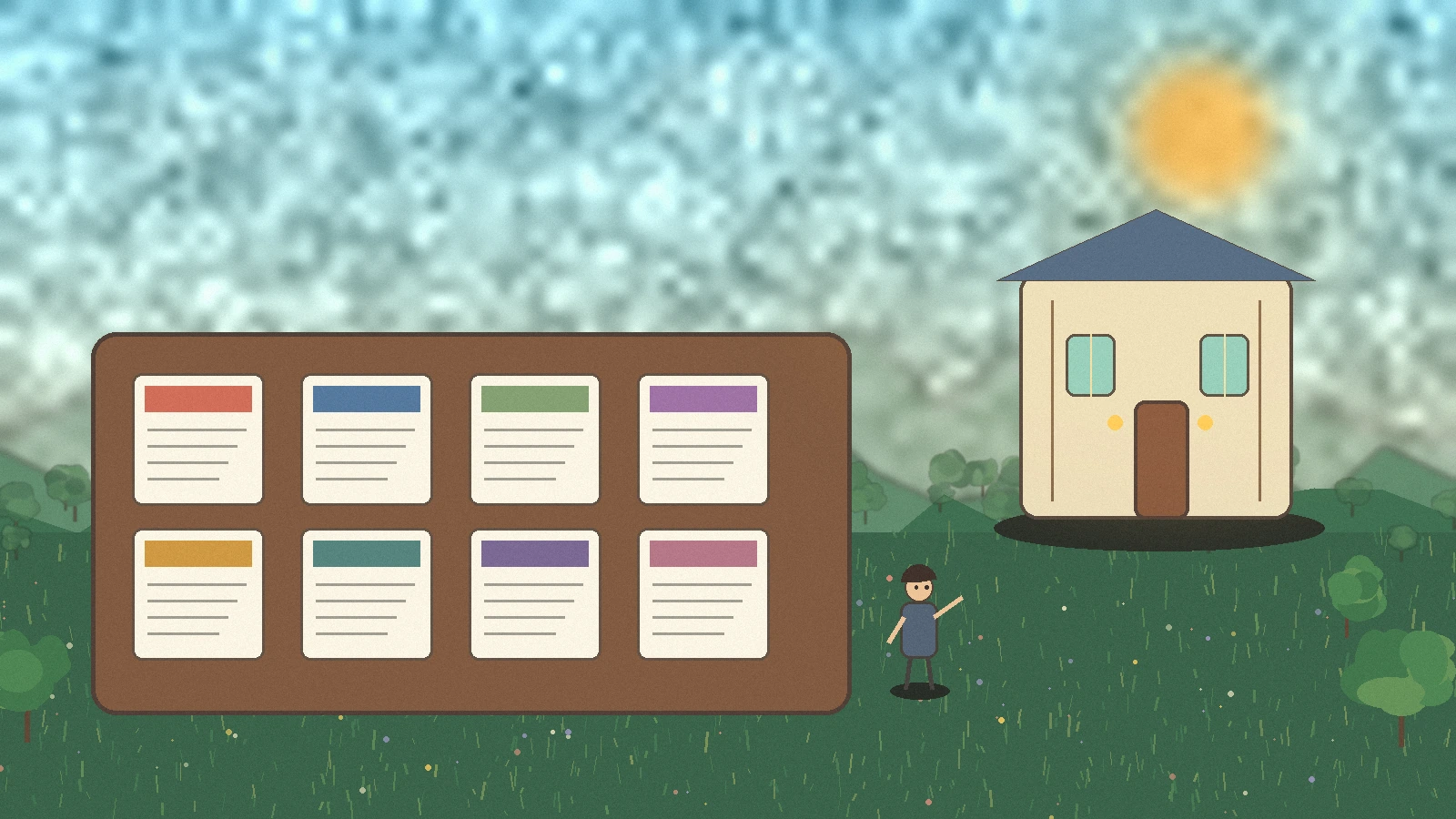 Hand-painted storybook writing studio with professional documents